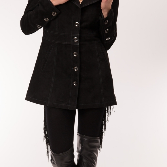 Premium Suede Short Trench Coat - Picture 3 of 3